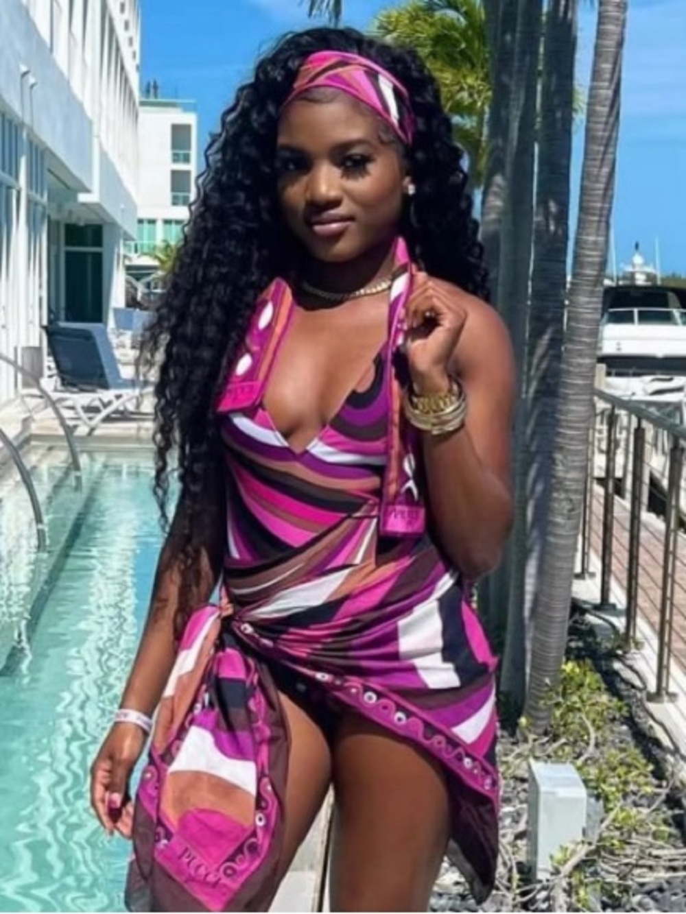 Emilio Pucci Pink, Purple & White Printed Swim Cover-Up Set
